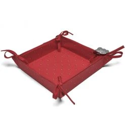 Table Linens Calisson Red Coated Cotton Bread Basket By Tissus Toselli