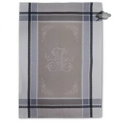 Kitchen Romantique Greige French Cotton Jacquard Dish Towel By Tissus Toselli