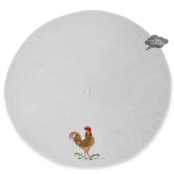 Round Terry Hand Towel Rooster White By Tissus Toselli Kitchen