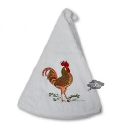 Round Terry Hand Towel Rooster White By Tissus Toselli Kitchen