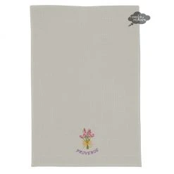 Roses & Lavender Taupe Waffle Weave Kitchen Towel By Tissus Toselli