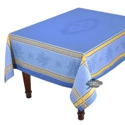 62x78" Rectangular Senanque Blue French Jacquard Tablecloth By L'Ensoleillade