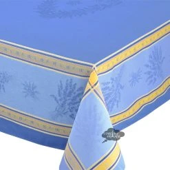 62x98" Rectangular Senanque Blue French Jacquard Tablecloth By L'Ensoleillade