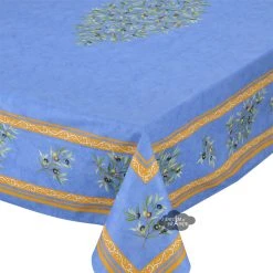 60x96" Rectangular Clos Des Oliviers Blue Cotton Tablecloth By L'Ensoleillade Table Linens