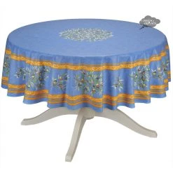 Table Linens 70" Round Clos Des Oliviers Blue French Tablecloths By L'Ensoleillade