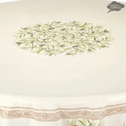 70" Round Clos Des Oliviers Cream French Tablecloths By L'Ensoleillade