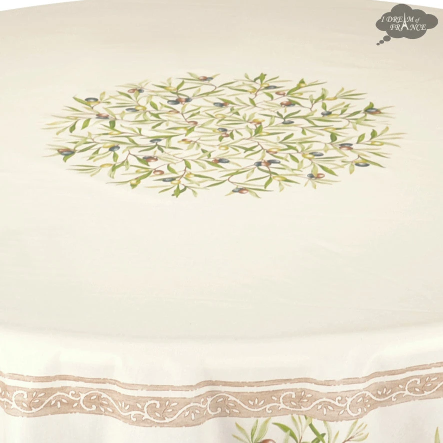 70" Round Clos Des Oliviers Cream French Tablecloths By L'Ensoleillade 4 70" Round Clos Des Oliviers Cream French Tablecloths By L'Ensoleillade