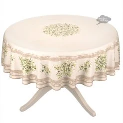 70" Round Clos Des Oliviers Cream French Tablecloths By L'Ensoleillade