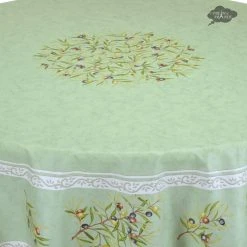 70" Round Clos Des Oliviers Green French Tablecloths By L'Ensoleillade