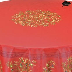 70" Round Clos Des Oliviers Red French Tablecloths By L'Ensoleillade
