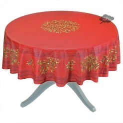 70" Round Clos Des Oliviers Red French Tablecloths By L'Ensoleillade