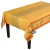 Table Linens 60x120" Rectangular Clos Des Oliviers Yellow Acrylic Coated Cotton Double Border Tablecloth By L'Ensoleillade 2 Table Linens 60x120" Rectangular Clos Des Oliviers Yellow Acrylic Coated Cotton Double Border Tablecloth By L'Ensoleillade