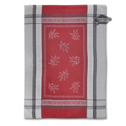 Olivia Gray & Red Cotton Jacquard Dish Towel By Tissus Toselli Kitchen