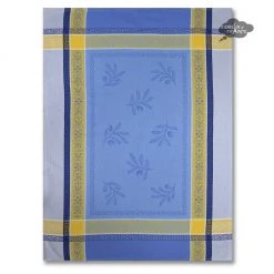 Olivia Blue & Yellow Cotton Jacquard Dish Towel By Tissus Toselli Kitchen