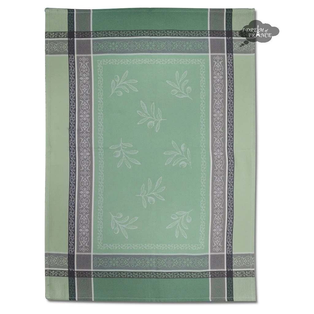 Olivia Green Cotton Jacquard Dish Towel By Tissus Toselli 3 Olivia Green Cotton Jacquard Dish Towel By Tissus Toselli