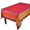 62x98" Rectangular Olivia Red & Orange French Jacquard Tablecloth By Tissus Toselli Table Linens