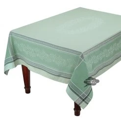 62x78" Rectangular Olivia Green French Jacquard Tablecloth By Tissus Toselli Table Linens