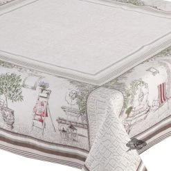 57" Square Gordes Tapestry Tablecloth By Tissus Toselli Table Linens