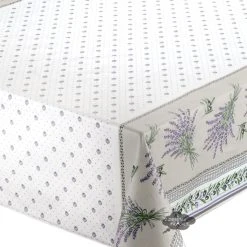 60" Square Lauris Acrylic-Coated Cotton Tablecloth By Tissus Toselli