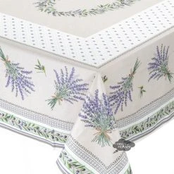 60x78" Rectangular Lauris Acrylic-Coated Cotton Tablecloth By Tissus Toselli Table Linens
