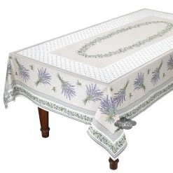 60x78" Rectangular Lauris Acrylic-Coated Cotton Tablecloth By Tissus Toselli Table Linens