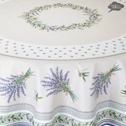 Table Linens 70" Round Lauris Acrylic-Coated Cotton Tablecloth By Tissus Toselli