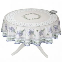 Table Linens 70" Round Lauris Acrylic-Coated Cotton Tablecloth By Tissus Toselli