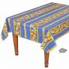 Table Linens 58" Square Lemons Blue Acrylic-Coated Cotton Tablecloth By Tissus Toselli