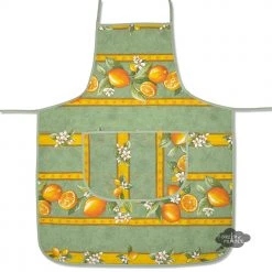 Lemons Green Cotton Kitchen Apron By Tissus Toselli Aprons & Pot Holders