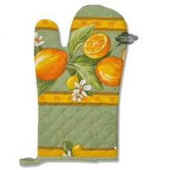 Lemons Green Cotton Oven Mitt By Tissus Toselli