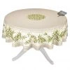 70" Round Nyons Cream Acrylic-Coated Cotton Tablecloth By Tissus Toselli Table Linens 2 70" Round Nyons Cream Acrylic-Coated Cotton Tablecloth By Tissus Toselli Table Linens