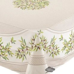 Table Linens 70" Square Nyons Cream Acrylic-Coated Cotton Tablecloth By Tissus Toselli