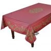 60x120" Rectangular Nyons Red Acrylic-Coated Cotton Tablecloth By Tissus Toselli Table Linens 1 60x120" Rectangular Nyons Red Acrylic-Coated Cotton Tablecloth By Tissus Toselli Table Linens