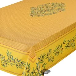 60x78" Rectangular Nyons Yellow Acrylic-Coated Cotton Tablecloth By Tissus Toselli Table Linens
