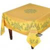 Table Linens 70" Square Nyons Yellow & Red Acrylic-Coated Cotton Tablecloth By Tissus Toselli