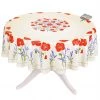 90" Round Poppies Cream Acrylic-Coated Cotton Tablecloth By Tissus Toselli Table Linens 2 90" Round Poppies Cream Acrylic-Coated Cotton Tablecloth By Tissus Toselli Table Linens