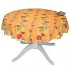 Table Linens 58" Round Poppies Yellow Acrylic-Coated Cotton Tablecloth By Tissus Toselli