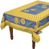 Provence Imports Table Linens Tournesol Blue/Yellow French Provencal Stain Resistant Polyester Tablecloth - 59x94"