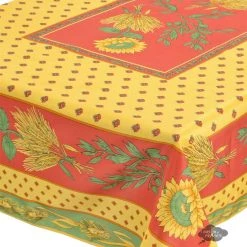 Provence Imports Table Linens Tournesol Red/Yellow French Provencal Polyester Tablecloth - 59x94" Rectangular
