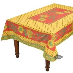 Provence Imports Table Linens Tournesol Red/Yellow French Provencal Polyester Tablecloth - 59x94" Rectangular