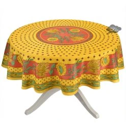 Provence Imports Tournesol Red/Yellow French Provencal Polyester Tablecloth - 70" Round
