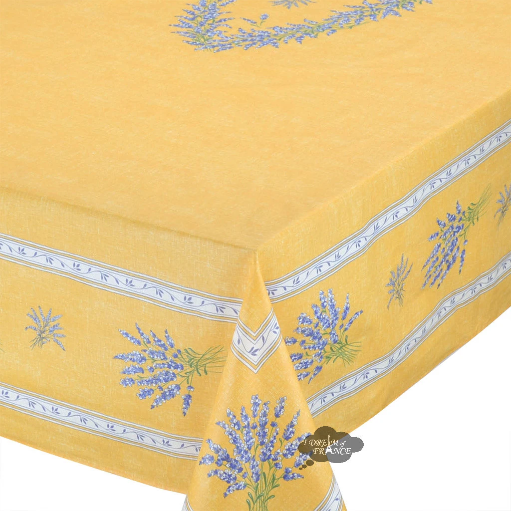 60x 96" Rectangular Valensole Yellow Acrylic-Coated Cotton Tablecloth By L'Ensoleillade 4 60x 96" Rectangular Valensole Yellow Acrylic-Coated Cotton Tablecloth By L'Ensoleillade