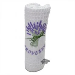 Lavender White Waffle Weave Kitchen Towel By Tissus Toselli